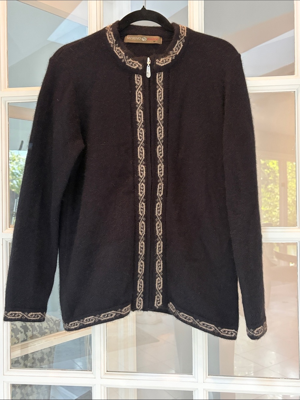 Ladies Nee Zealand Merino Possum Fur Zip Sweater - Sz M